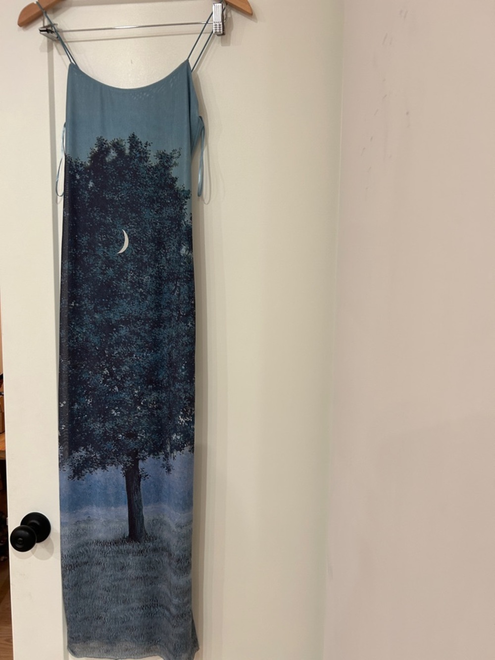 Zara Magritte Teal and Navy Printed Slip Dress